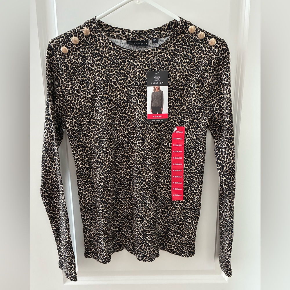 Rafaella Animal Print Long Sleeve Blouse NWT 🆕